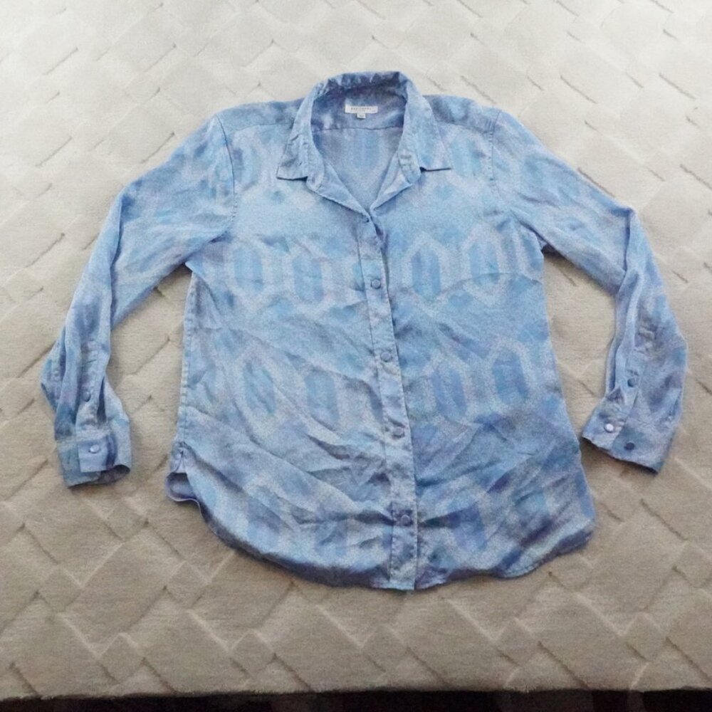 Equipment Button Up Top Womens Large Satin Blue